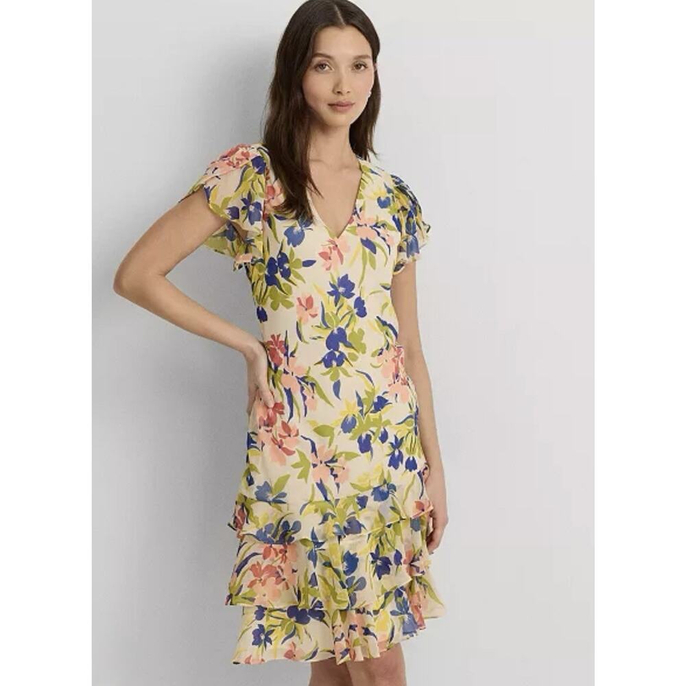Lauren Ralph Lauren floral raffle dress sz 12 lightweight